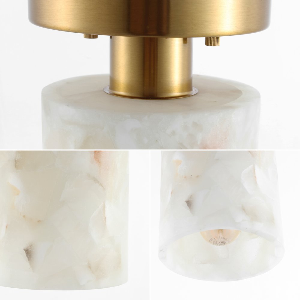 Jules 1-Light Modern Contemporary Alabaster/Iron Cylinder Led Semi Flush Mount. Picture 5
