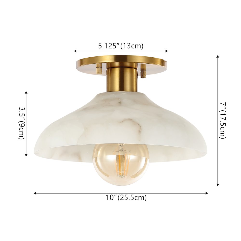 Amara 1-Light Mid-Century Classic Alabaster/Iron Led Semi Flush Mount. Picture 5