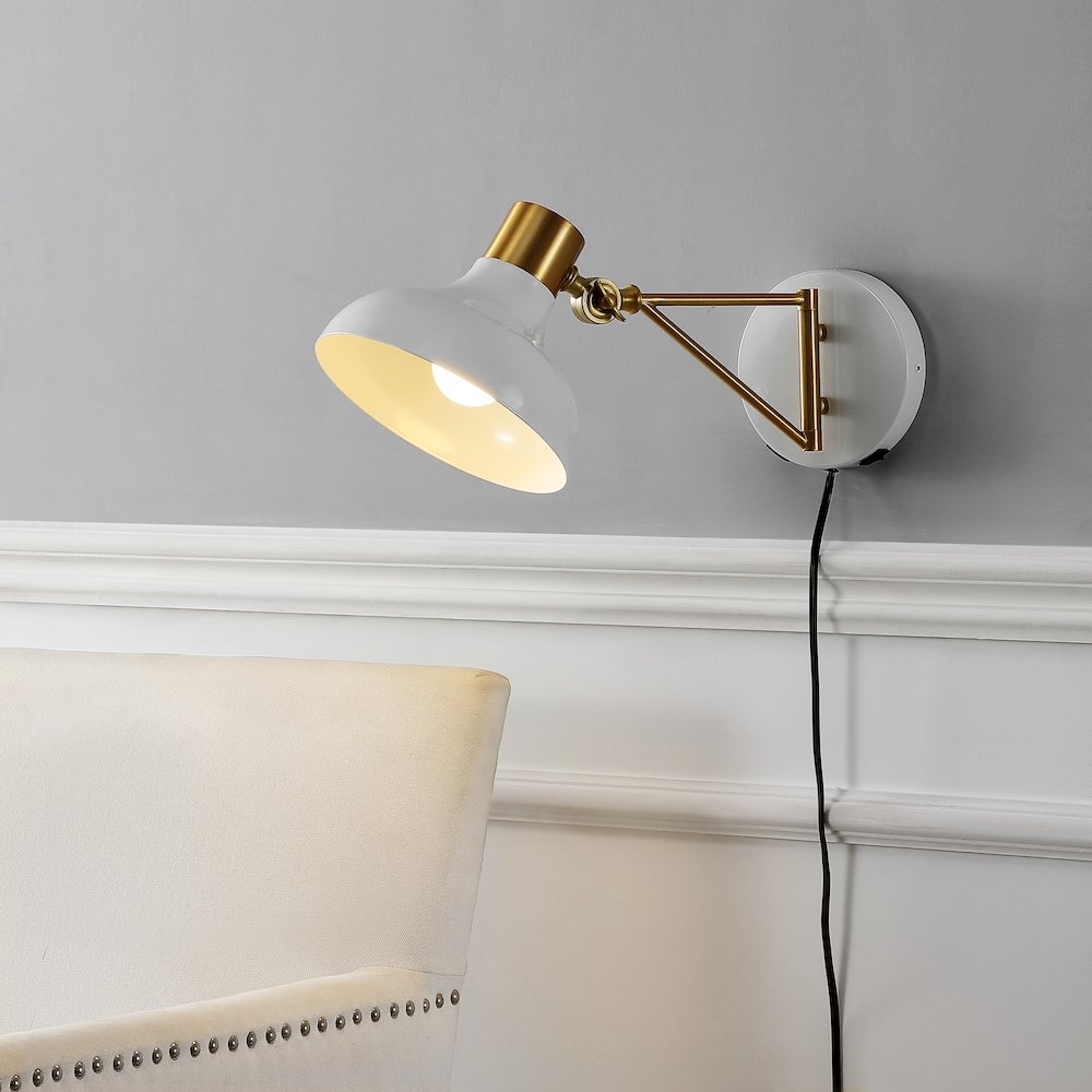 Lynn Swing Arm Modern Midcentury Iron Usb Charging Port Led Sconce. Picture 12