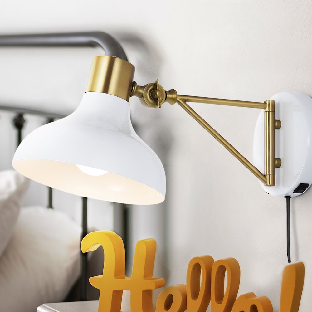 Lynn Swing Arm Modern Midcentury Iron Usb Charging Port Led Sconce. Picture 13