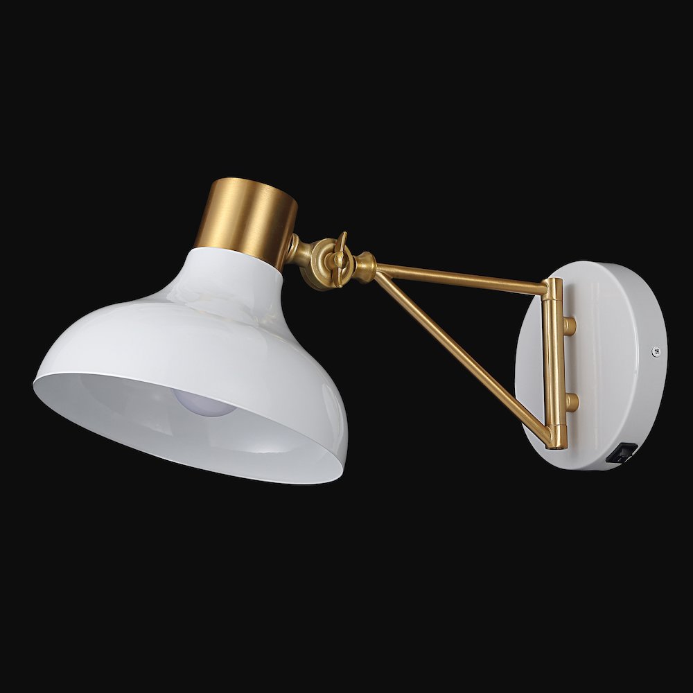 Lynn Swing Arm Modern Midcentury Iron Usb Charging Port Led Sconce. Picture 4
