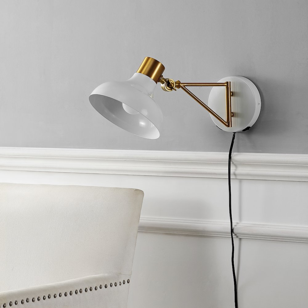 Lynn Swing Arm Modern Midcentury Iron Usb Charging Port Led Sconce. Picture 10