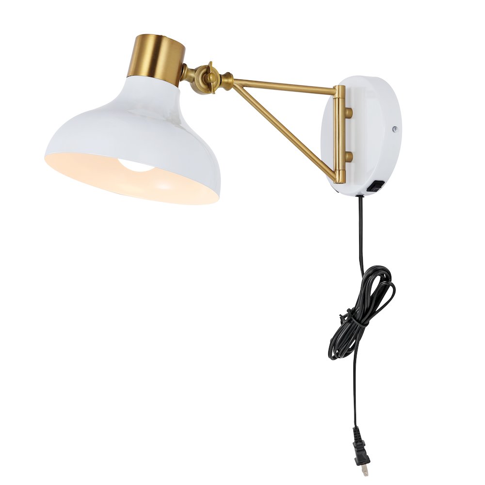 Lynn Swing Arm Modern Midcentury Iron Usb Charging Port Led Sconce. Picture 1
