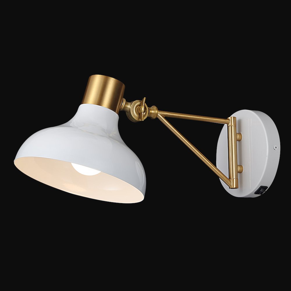 Lynn Swing Arm Modern Midcentury Iron Usb Charging Port Led Sconce. Picture 3