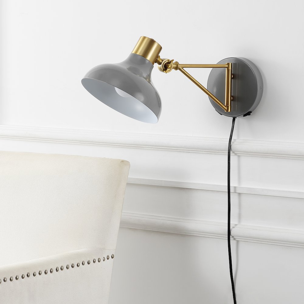 Lynn Swing Arm Modern Midcentury Iron Usb Charging Port Led Sconce. Picture 8