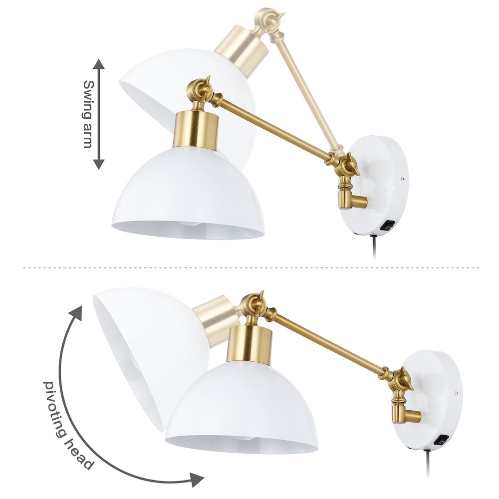 Lisa Swing Arm Modern Midcentury Iron Usb Charging Port Led Sconce. Picture 9