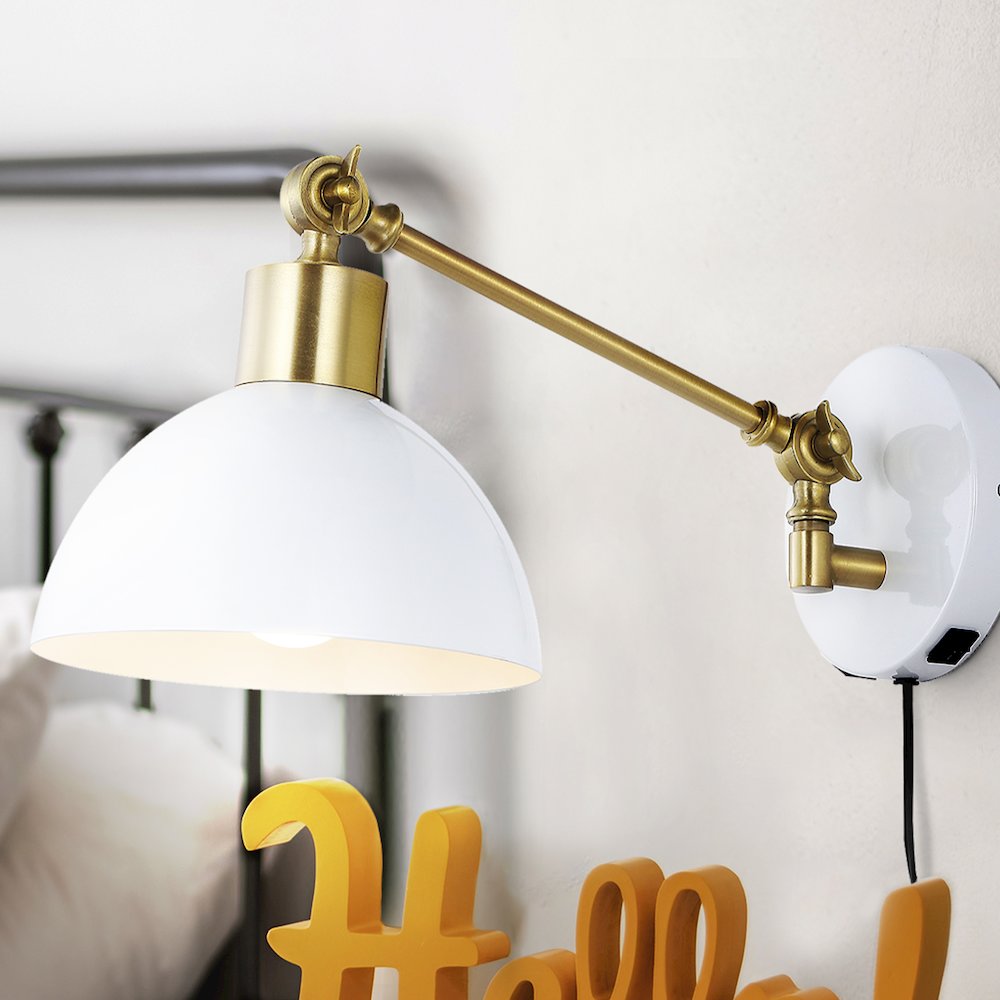 Lisa Swing Arm Modern Midcentury Iron Usb Charging Port Led Sconce. Picture 13