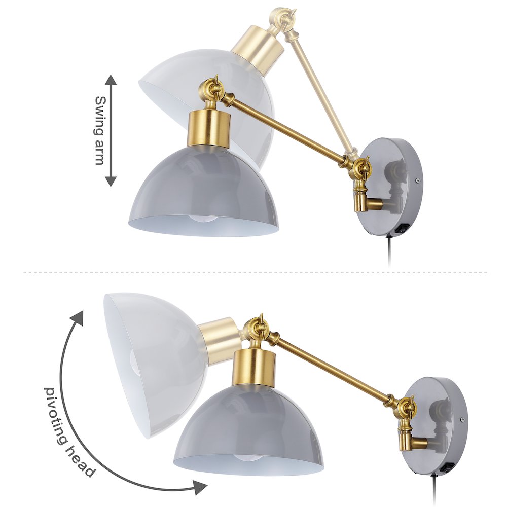 Lisa Swing Arm Modern Midcentury Iron Usb Charging Port Led Sconce. Picture 7