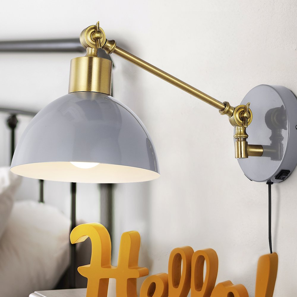 Lisa Swing Arm Modern Midcentury Iron Usb Charging Port Led Sconce. Picture 11