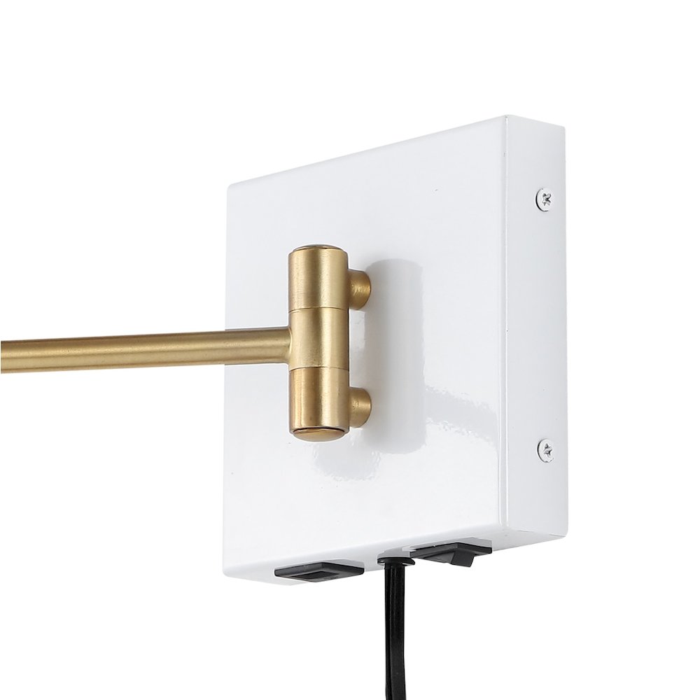Hygge Swing Arm Modern Midcentury Iron Usb Charging Port Led Sconce. Picture 6