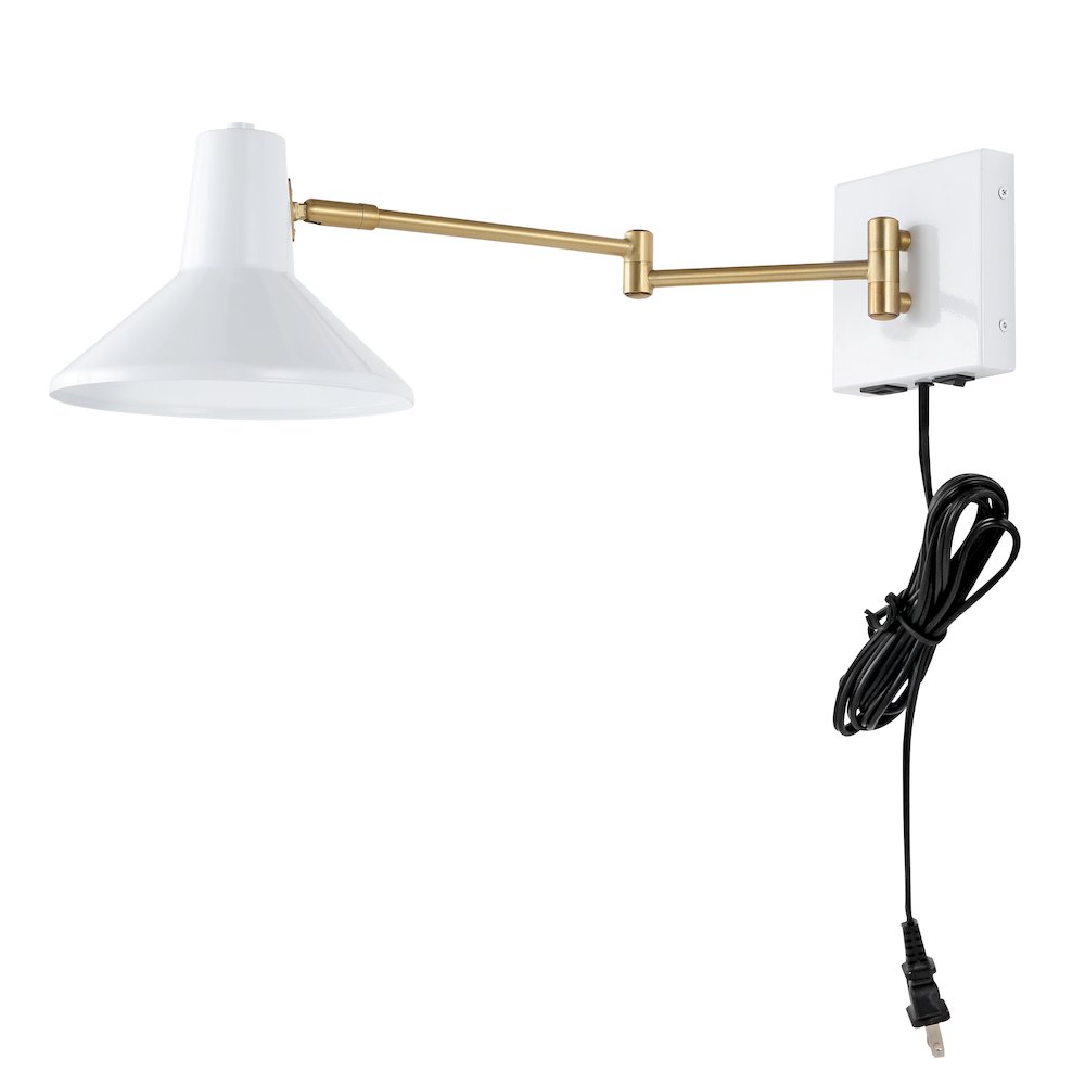 Hygge Swing Arm Modern Midcentury Iron Usb Charging Port Led Sconce. Picture 2