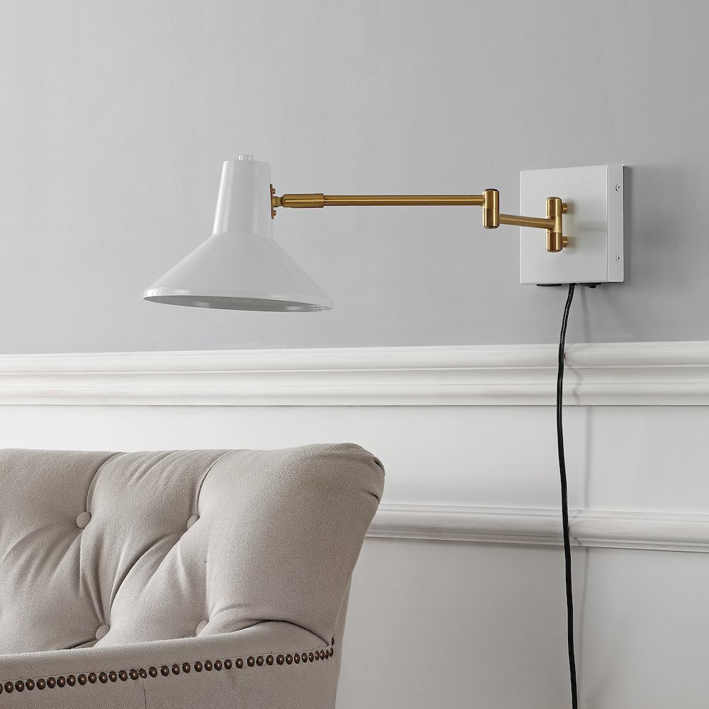 Hygge Swing Arm Modern Midcentury Iron Usb Charging Port Led Sconce. Picture 10