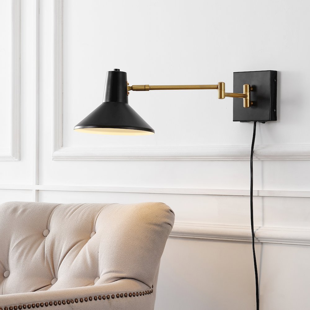 Hygge Swing Arm Modern Midcentury Iron Usb Charging Port Led Sconce. Picture 10