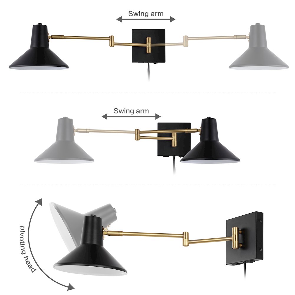 Hygge Swing Arm Modern Midcentury Iron Usb Charging Port Led Sconce. Picture 7