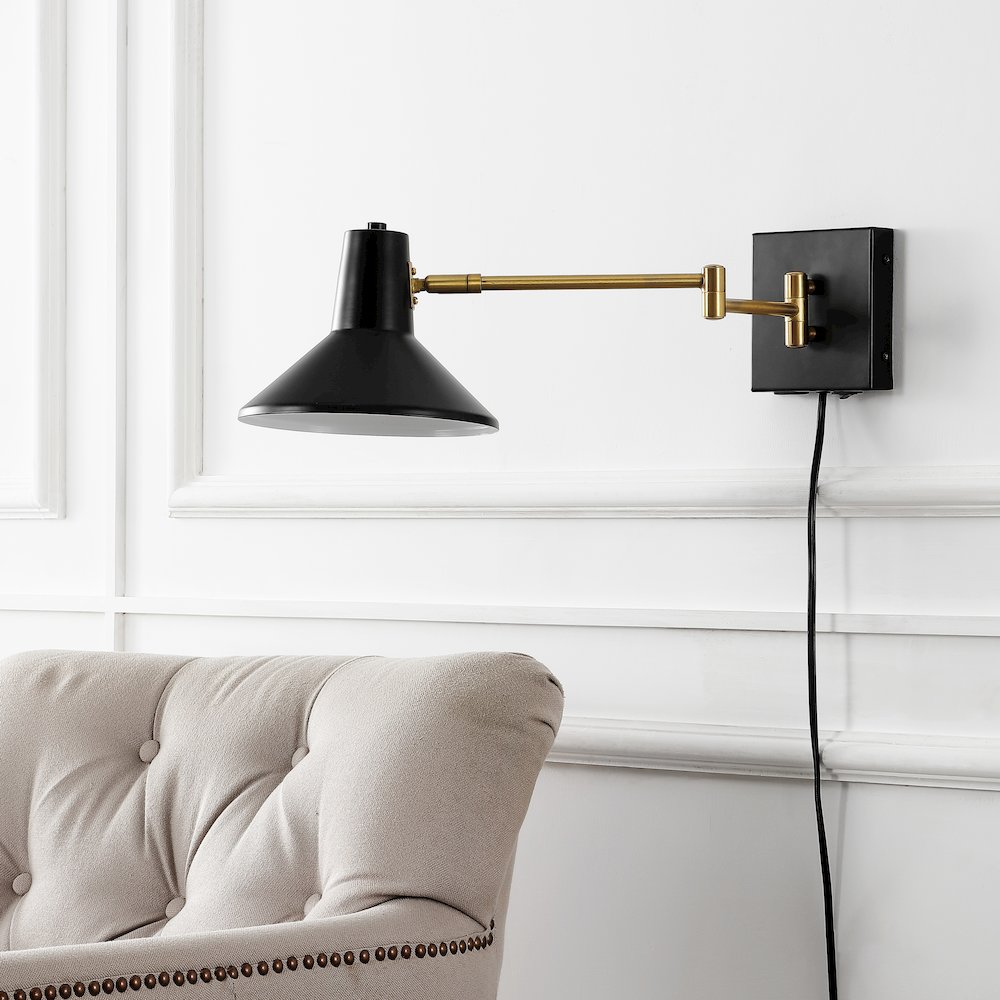 Hygge Swing Arm Modern Midcentury Iron Usb Charging Port Led Sconce. Picture 8