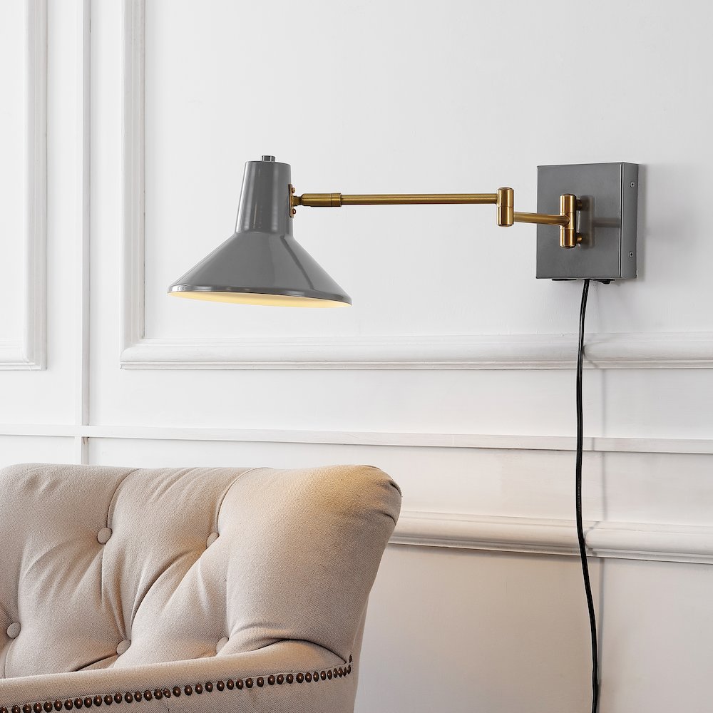 Hygge Swing Arm Modern Midcentury Iron Usb Charging Port Led Sconce. Picture 10