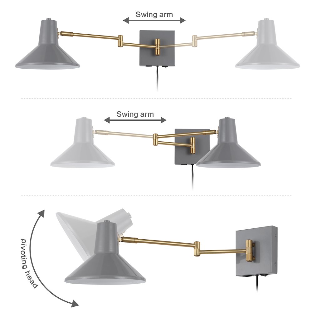 Hygge Swing Arm Modern Midcentury Iron Usb Charging Port Led Sconce. Picture 7