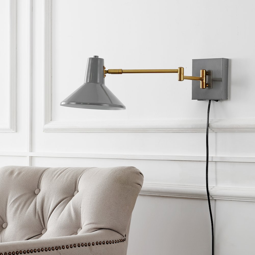 Hygge Swing Arm Modern Midcentury Iron Usb Charging Port Led Sconce. Picture 8