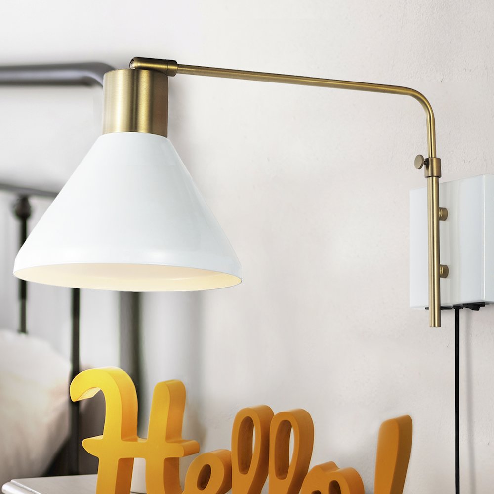 Max Swing Arm Modern Midcentury Iron Usb Charging Port Led Sconce. Picture 13