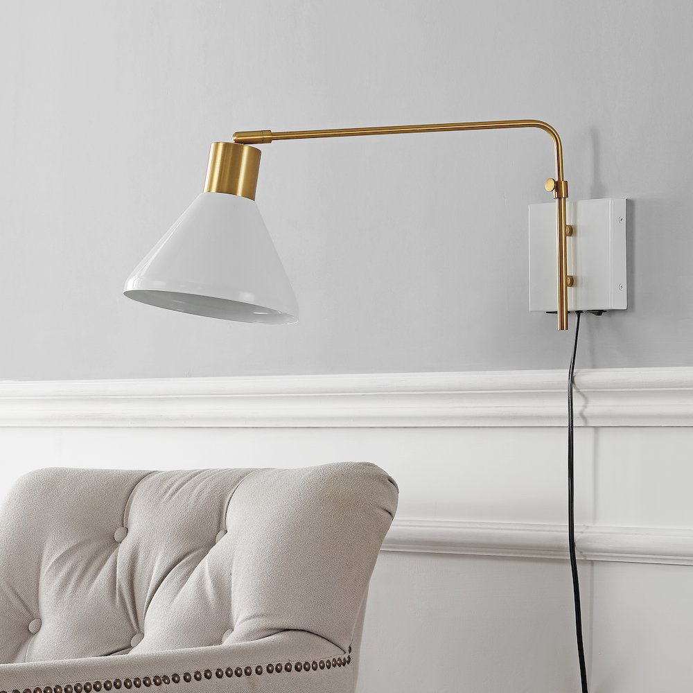 Max Swing Arm Modern Midcentury Iron Usb Charging Port Led Sconce. Picture 10