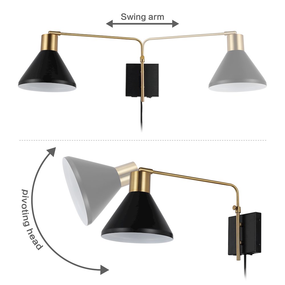 Max Swing Arm Modern Midcentury Iron Usb Charging Port Led Sconce. Picture 7