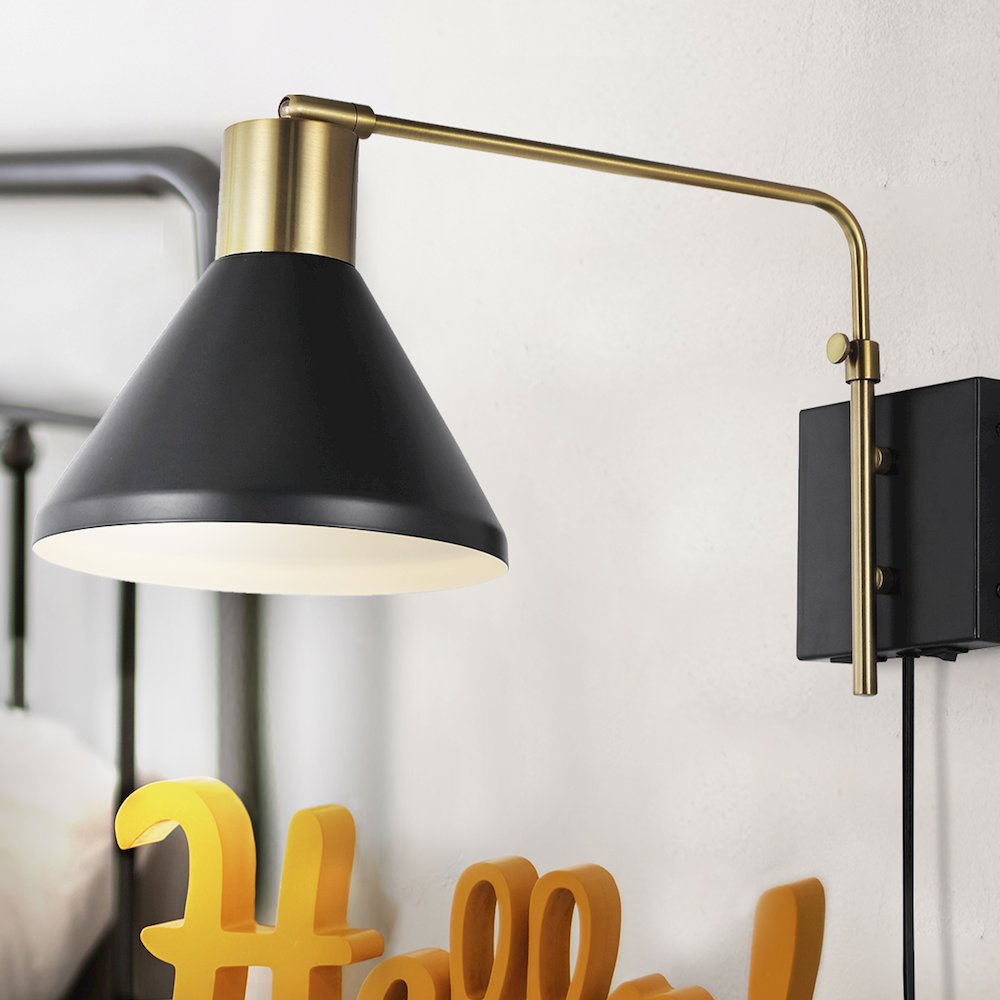 Max Swing Arm Modern Midcentury Iron Usb Charging Port Led Sconce. Picture 11