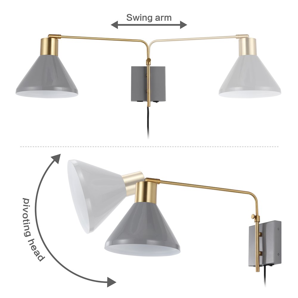 Max Swing Arm Modern Midcentury Iron Usb Charging Port Led Sconce. Picture 7