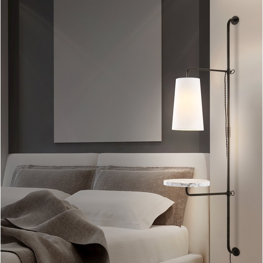 Andre 1-Light Contemporary Industrial Iron Plug-In. Picture 1