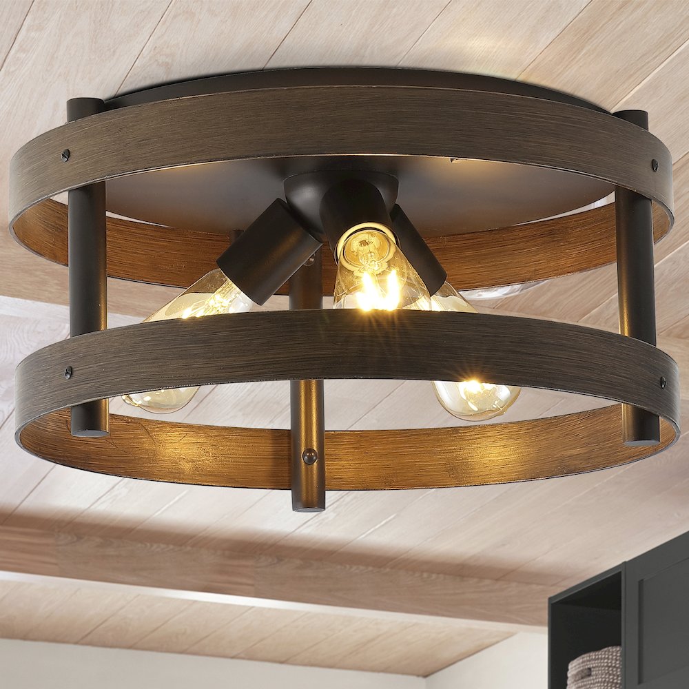 Cooper Farmhouse Industrial Iron Led Flush Mount. Picture 6