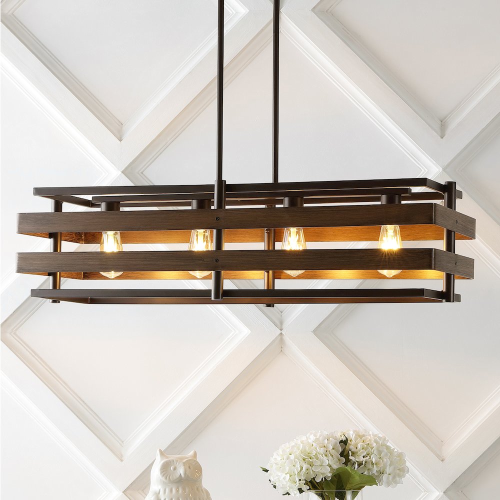 Horizon Rustic Farmhouse Iron Linear Led Pendant. Picture 8