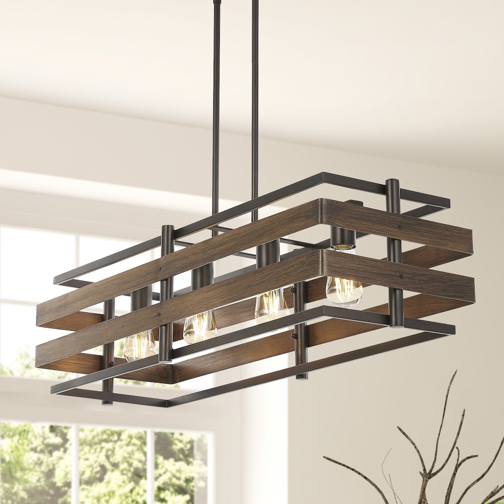 Horizon Rustic Farmhouse Iron Linear Led Pendant. Picture 9