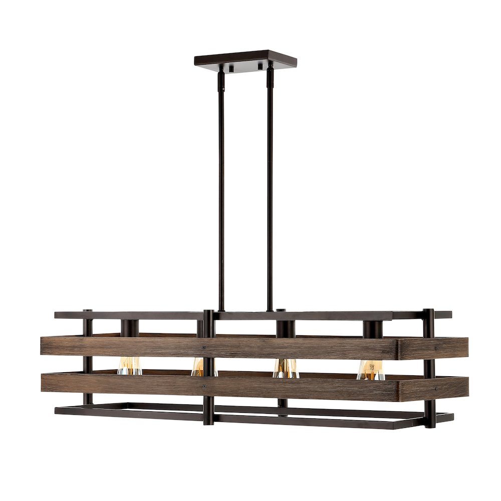 Horizon Rustic Farmhouse Iron Linear Led Pendant. Picture 1