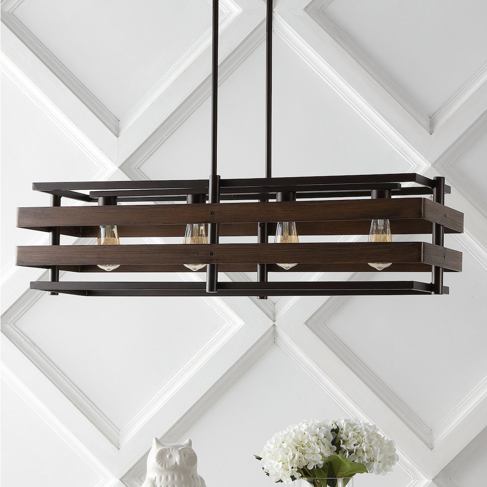Horizon Rustic Farmhouse Iron Linear Led Pendant. Picture 6