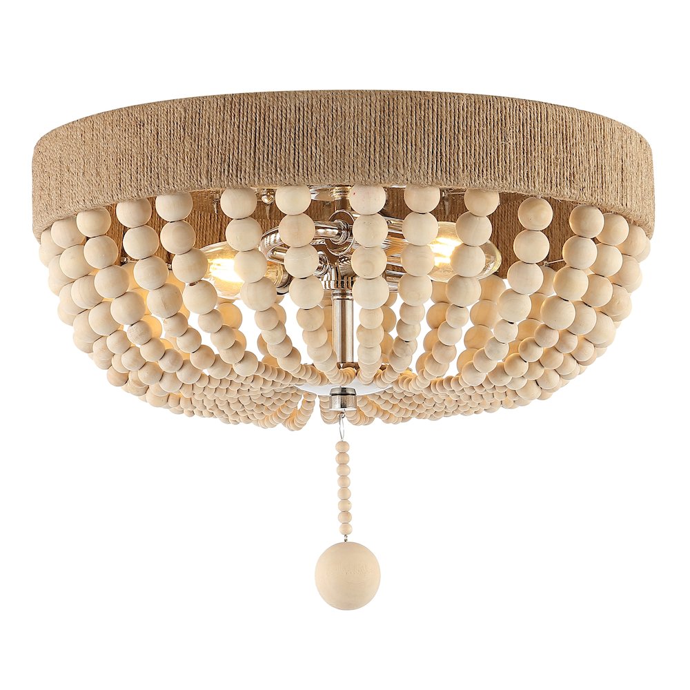 Justina Wood Bead Farmhouse Bohemian Iron Led Flush Mount. Picture 7