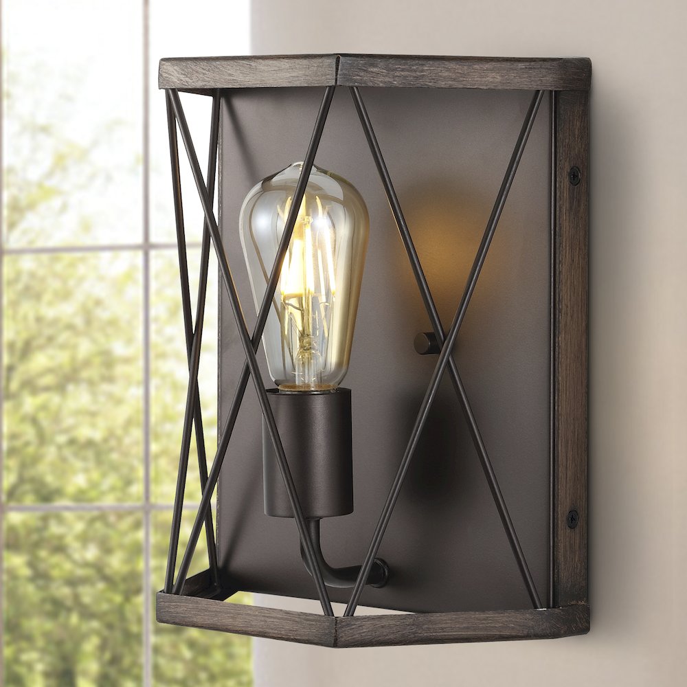 Liam Rustic Farmhouse Iron Led Sconce. Picture 7