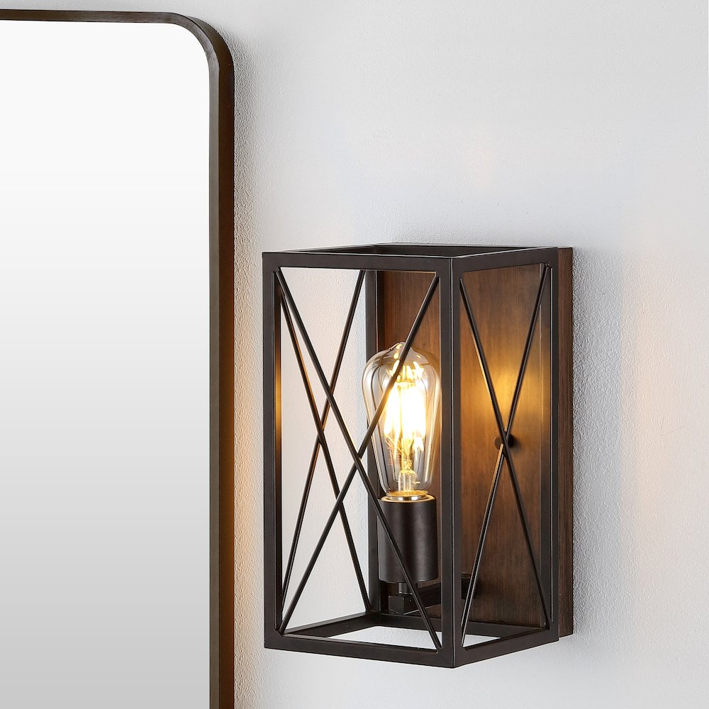 Norris X Frame Farmhouse Rustic Iron Led Sconce. Picture 6