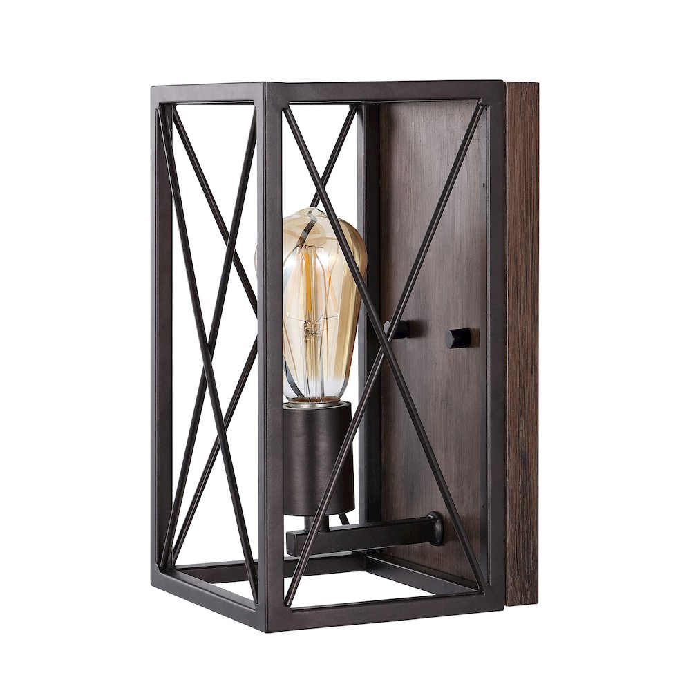 Norris X Frame Farmhouse Rustic Iron Led Sconce. Picture 1