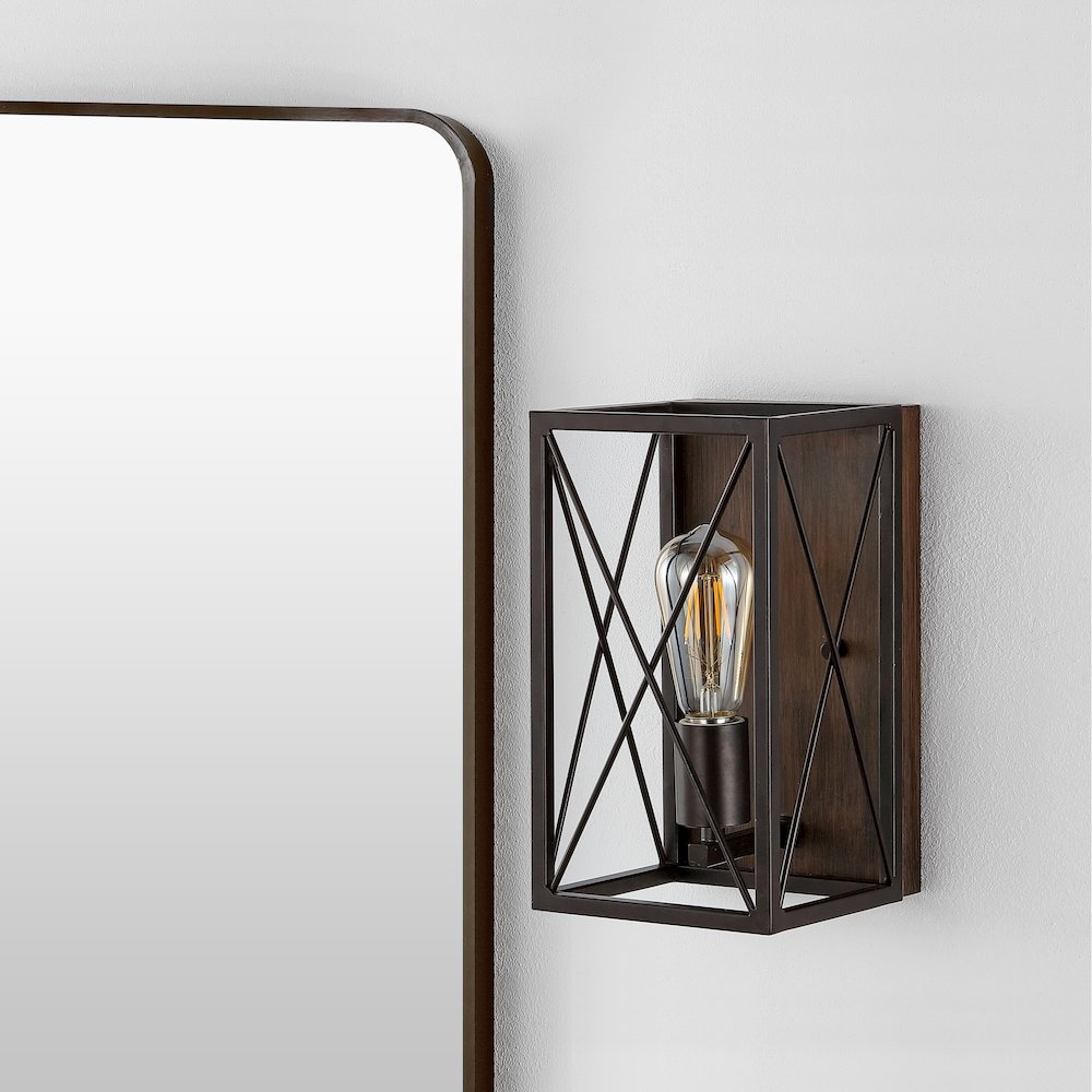 Norris X Frame Farmhouse Rustic Iron Led Sconce. Picture 4