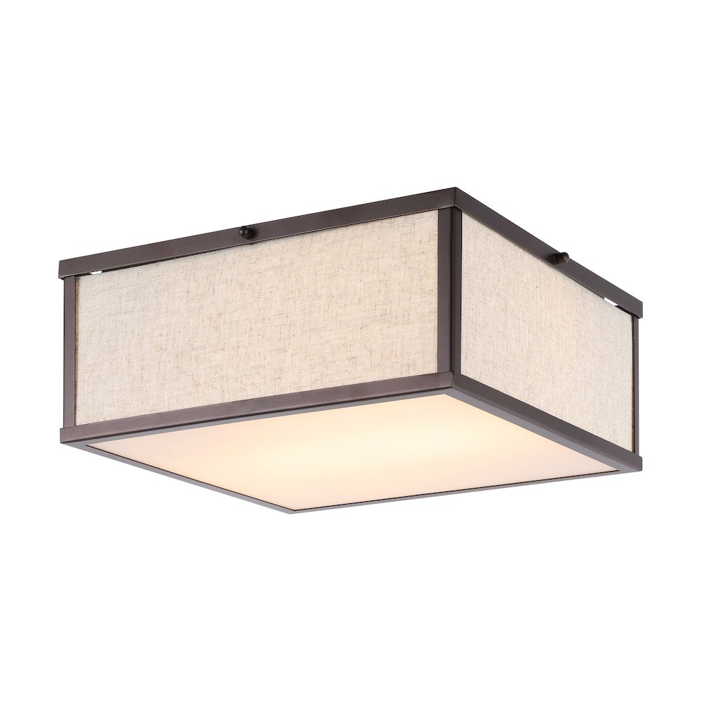 Grant Minimalist Industrial Square Linen Iron Led Flush Mount. Picture 6