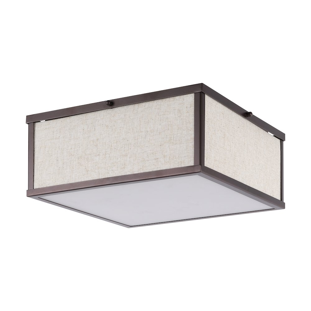 Grant Minimalist Industrial Square Linen Iron Led Flush Mount. Picture 1