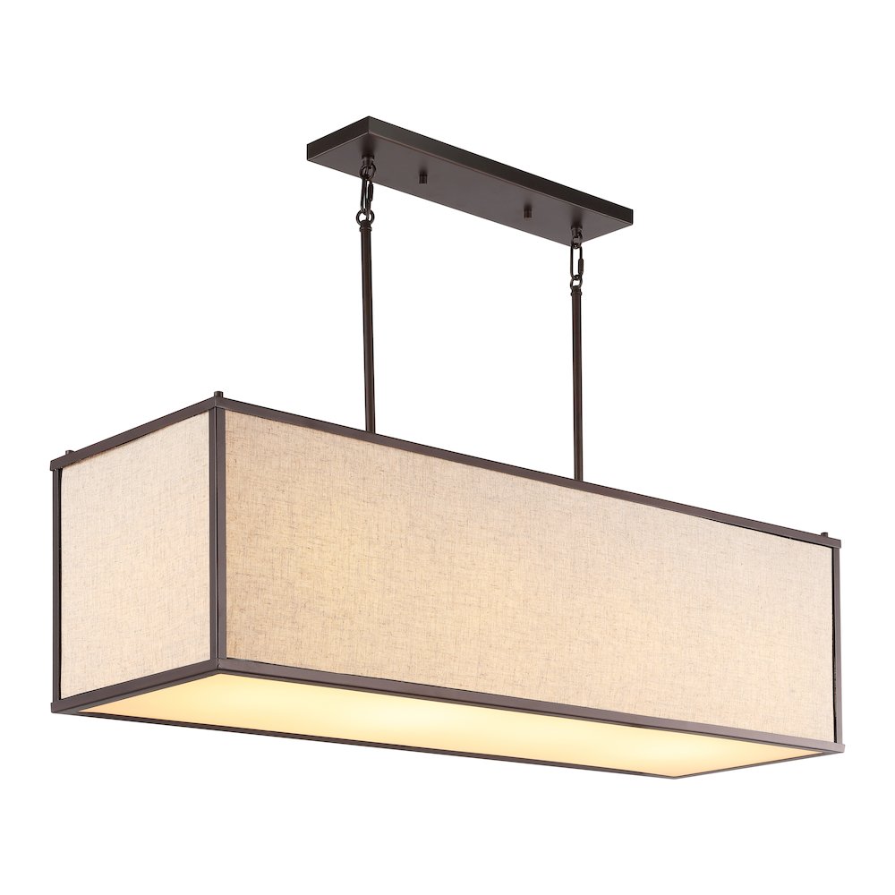 Cole Minimalist Industrial Rectangular Linen Iron Linear Led Pendant. Picture 9