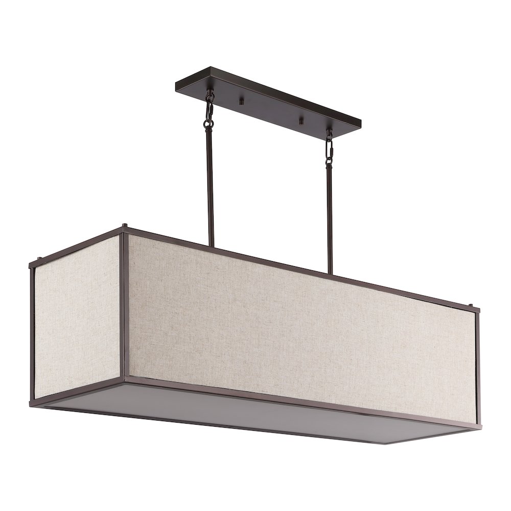 Cole Minimalist Industrial Rectangular Linen Iron Linear Led Pendant. Picture 2