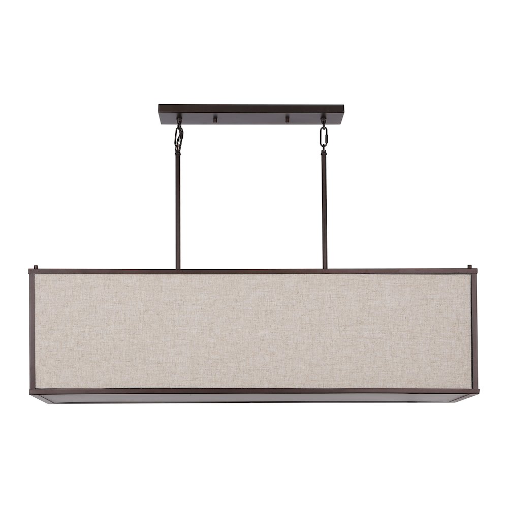 Cole Minimalist Industrial Rectangular Linen Iron Linear Led Pendant. Picture 3