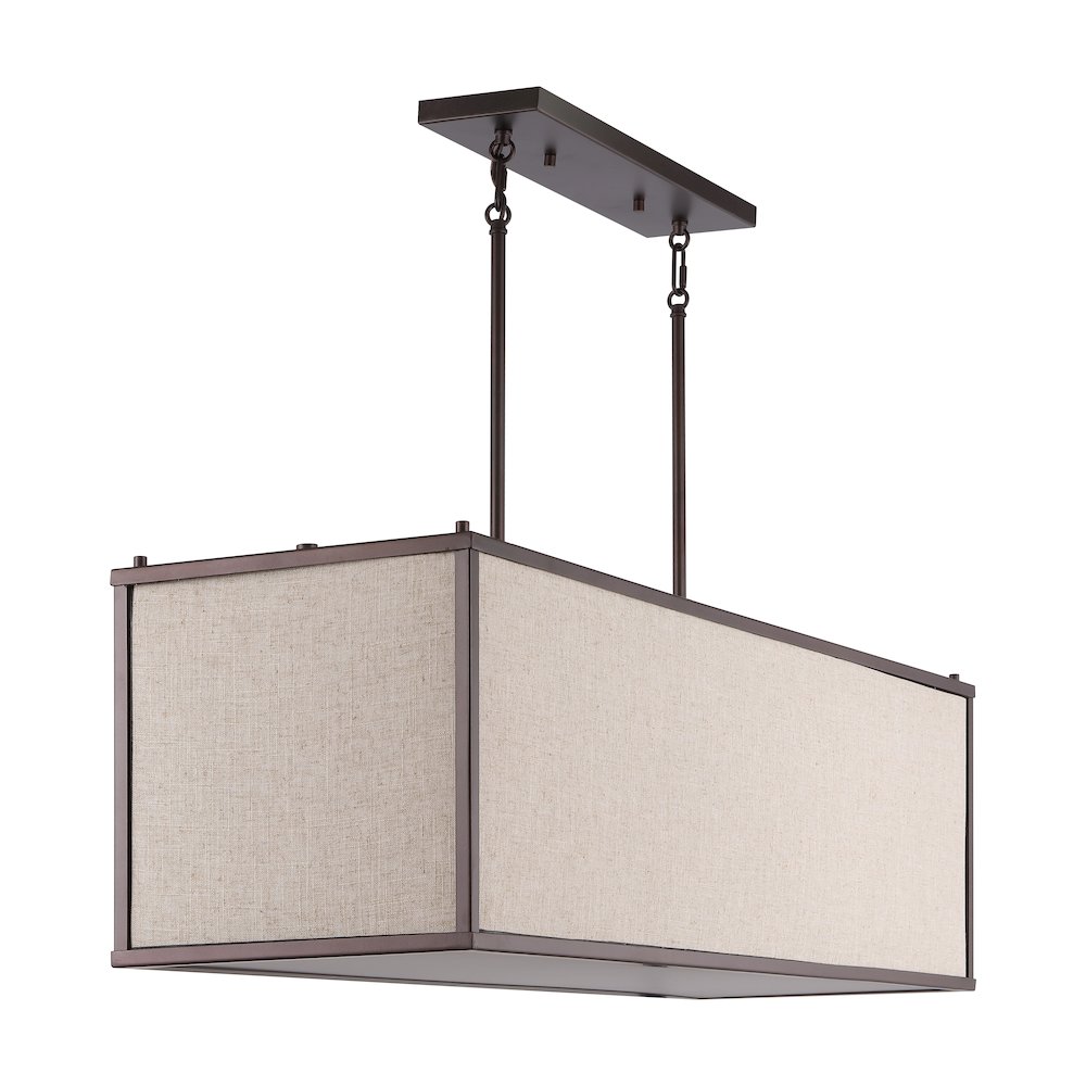 Cole Minimalist Industrial Rectangular Linen Iron Linear Led Pendant. Picture 4