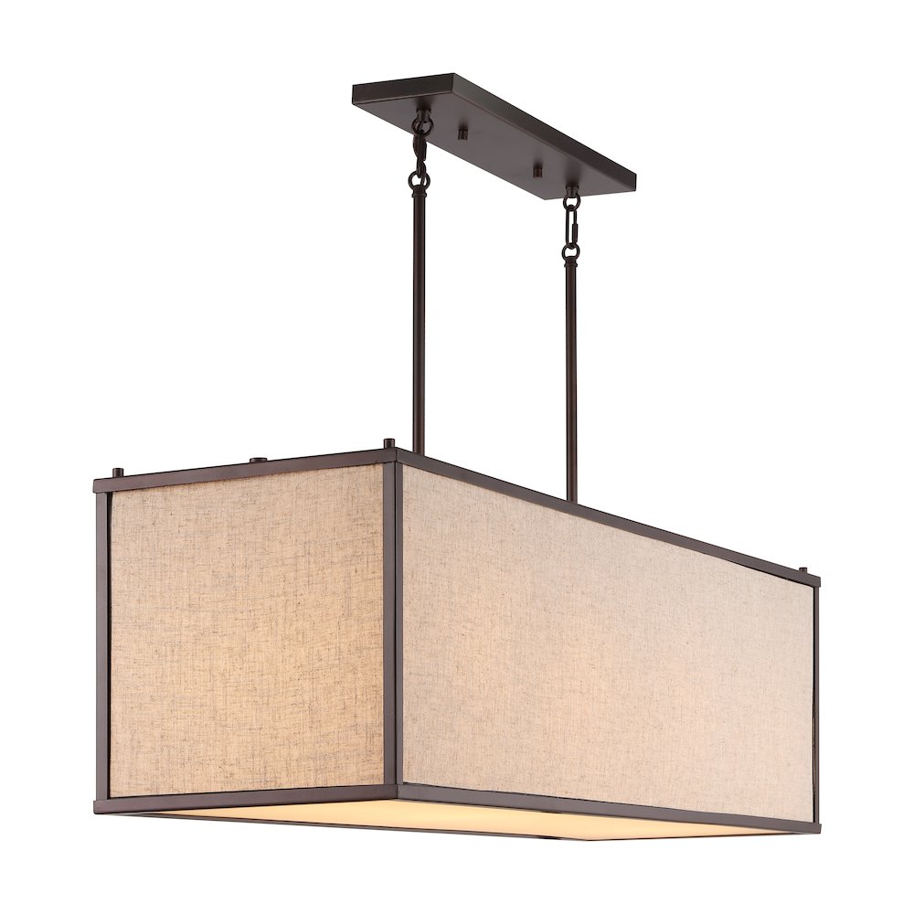 Cole Minimalist Industrial Rectangular Linen Iron Linear Led Pendant. Picture 5