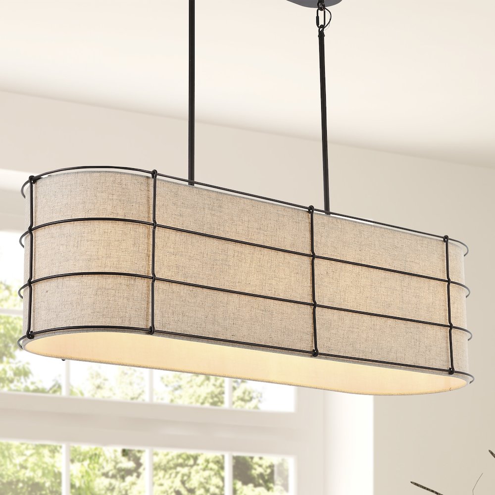 Chadwick Rustic Farmhouse Iron Linear Led Pendant. Picture 9