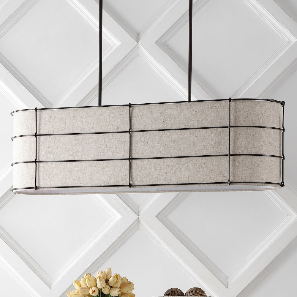 Chadwick Rustic Farmhouse Iron Linear Led Pendant. Picture 6