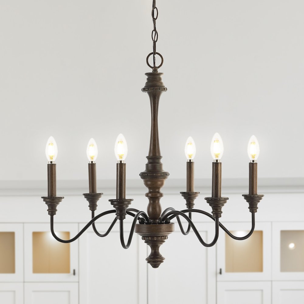 Oakley Midcentury Farmhouse Iron Led Chandelier. Picture 9
