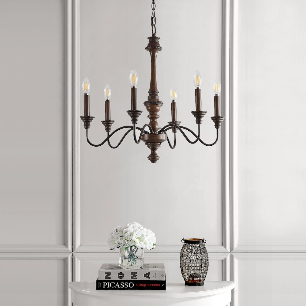 Oakley Midcentury Farmhouse Iron Led Chandelier. Picture 5
