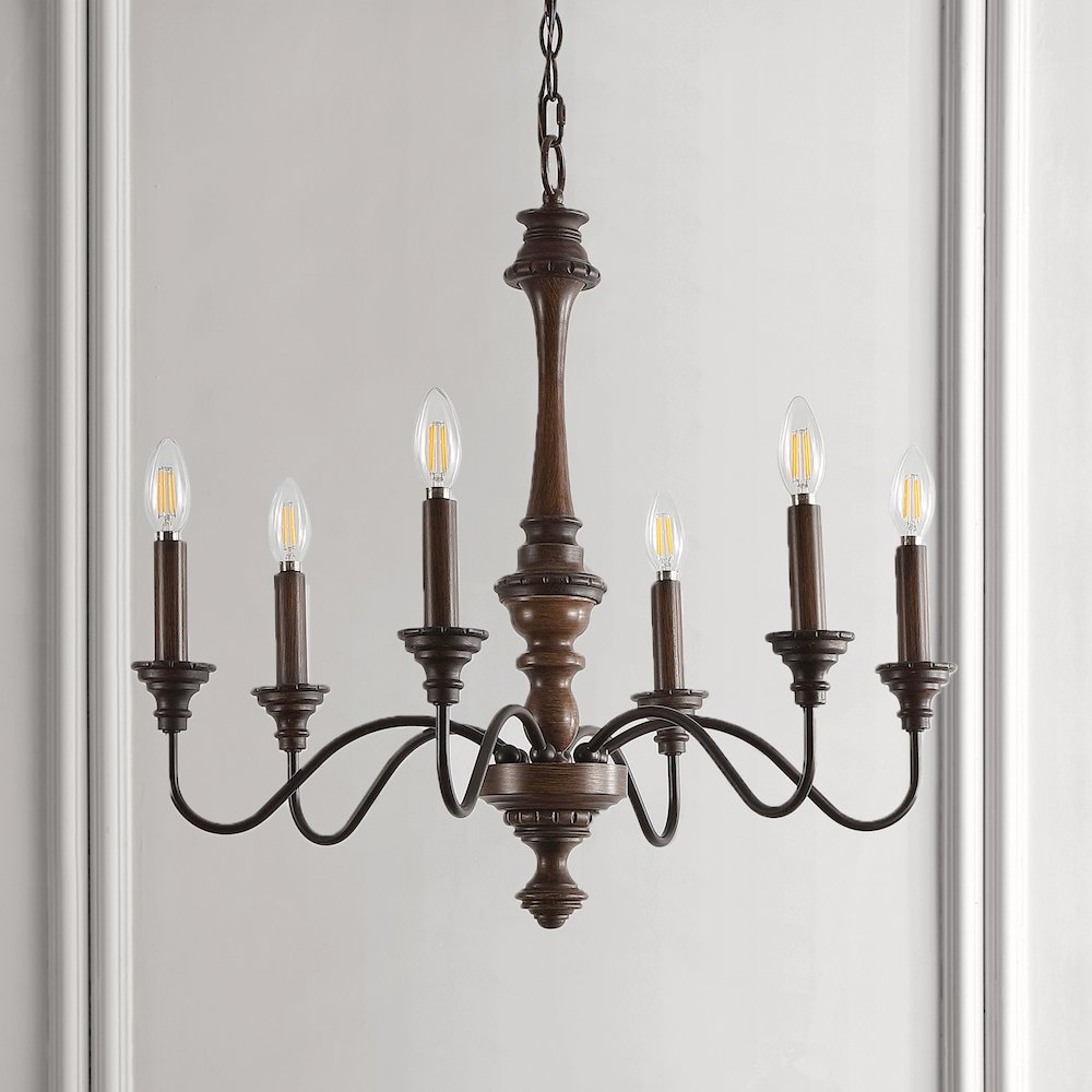 Oakley Midcentury Farmhouse Iron Led Chandelier. Picture 6
